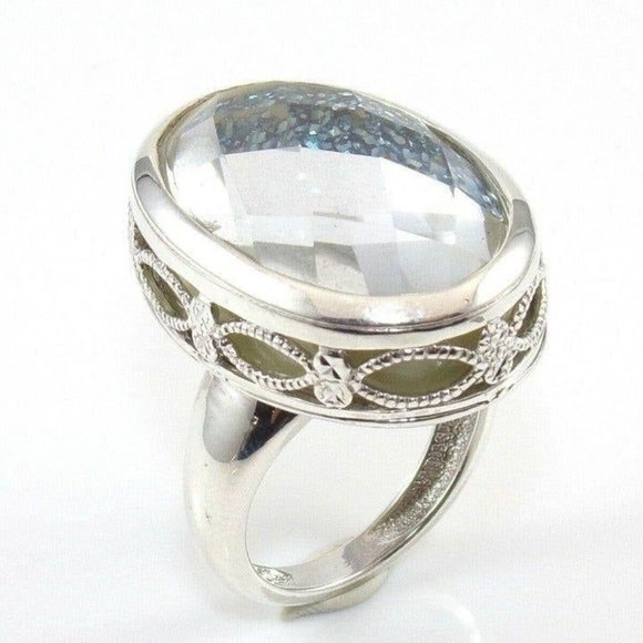 Sterling Silver Blue Druzy Faceted Dome Cocktail Ring Size 6.5 - Picture 3 of 7